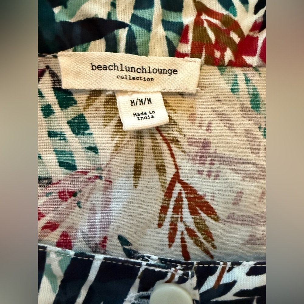 Beach Lunch Lounge Cotton Linen Blend Dress Size Medium - Picture 3 of 10